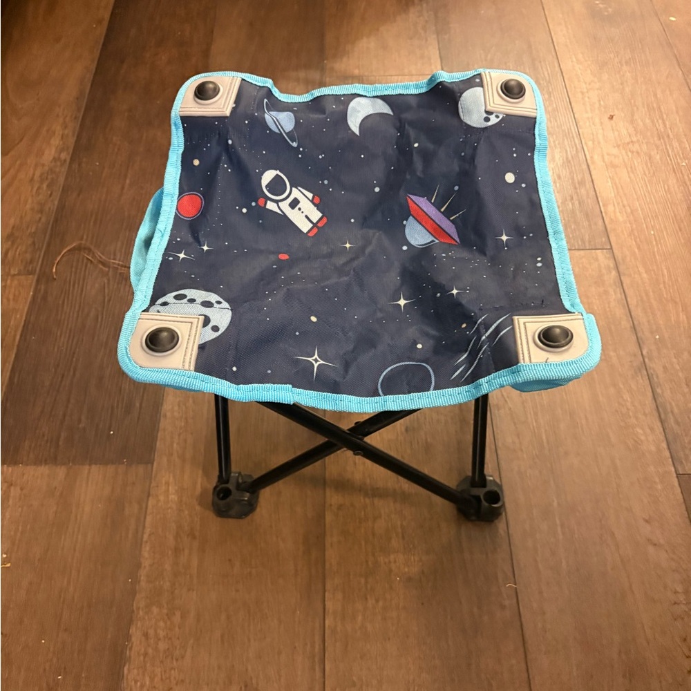 Kids Space Print Folding Stool - Blue